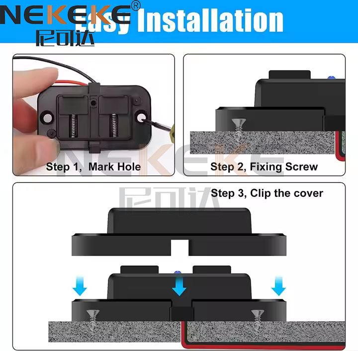 12V Waterproof Marine Power Socket with Dual Quick Charge 3.0 USB Charger in ABS Material
