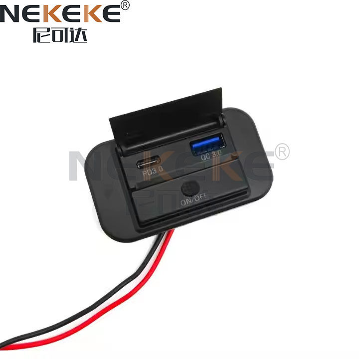 Waterproof ABS Marine Power Socket with 30W USB-C PD and 18W QC3.0 USB-A Ports for Cars and Boats