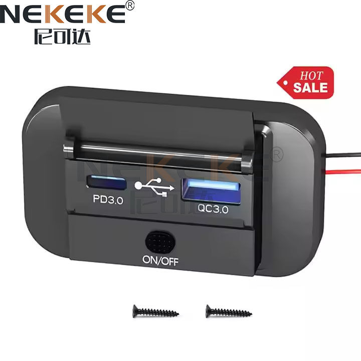 Waterproof ABS Marine Power Socket with 30W USB-C PD and 18W QC3.0 USB-A Ports for Cars and Boats