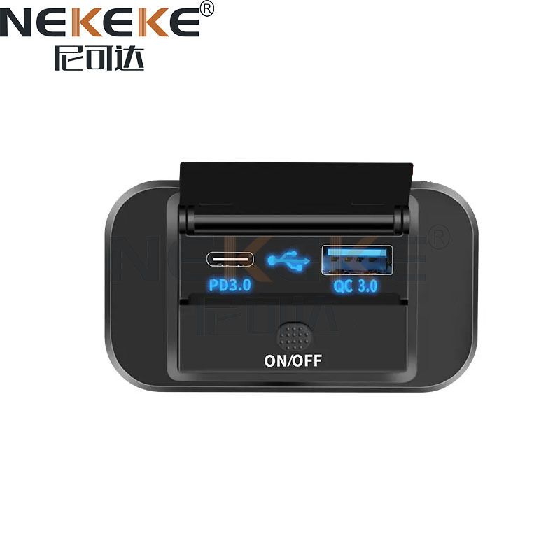 Waterproof ABS Marine Power Socket with 30W USB-C PD and 18W QC3.0 USB-A Ports for Cars and Boats