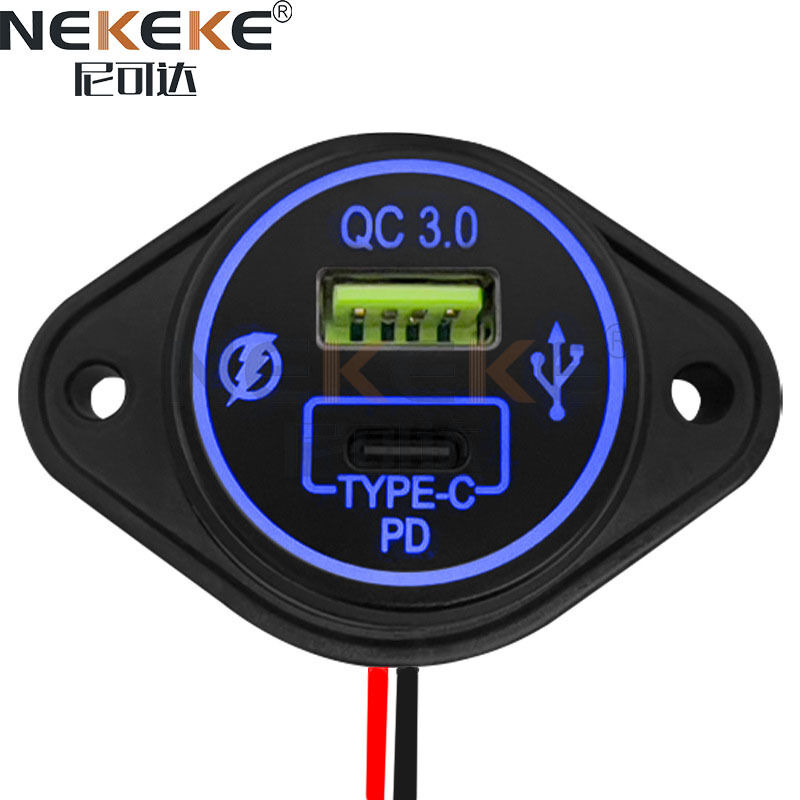 Waterproof Marine Power Socket with Quick Charge QC3.0 and 12-24V Input USB Charger for Cars and Boats