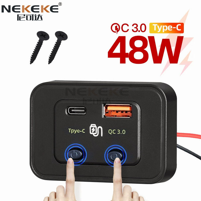 Fast Charging QC3.0 + PD3.0 Marine Power Socket Waterproof and Dustproof for 12V/24V Cars and Boats