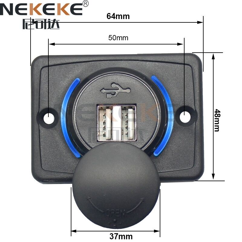 Waterproof 12V-24V Marine Power Socket Dual USB Fast Charger with LED for Cars and Boats