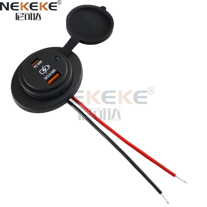 60W PD Charging Dual USB-C Marine Power Socket IP65 Waterproof for Boats and Yachts