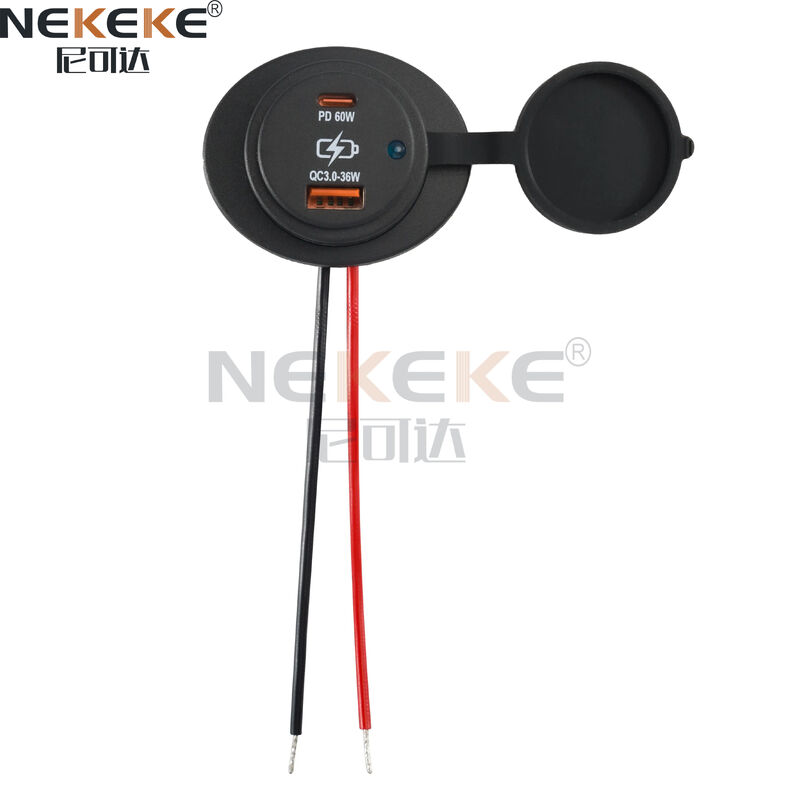 60W PD Charging Dual USB-C Marine Power Socket IP65 Waterproof for Boats and Yachts