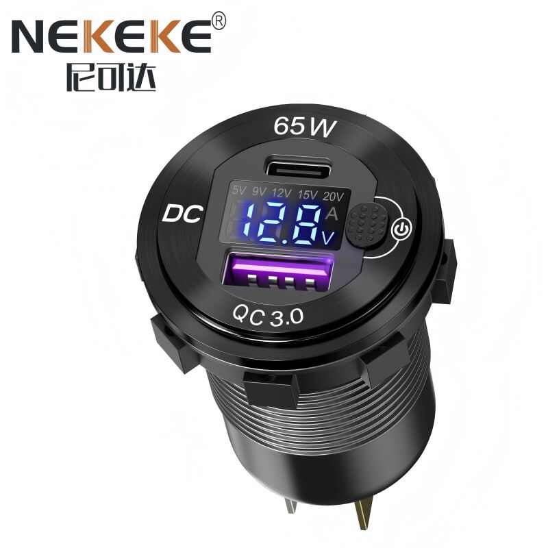 65W Usb Charger Socket With Digital Voltmeter And Ammeter For Marine And Vehicle 12V 24V Dc Input