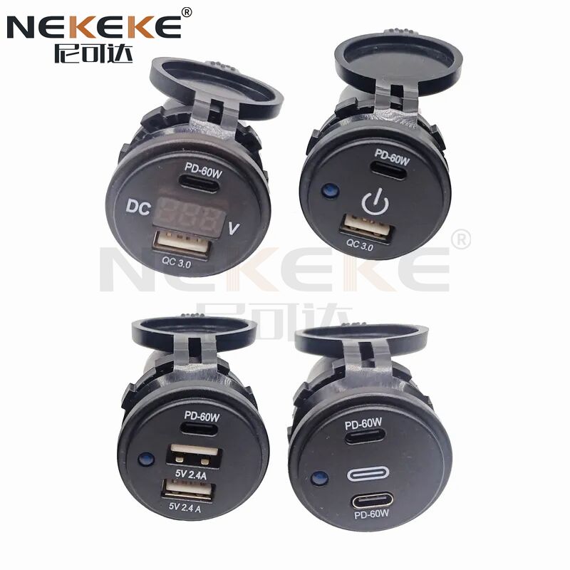 60W PD Type C 3 Port Fast Car Charger Socket With Dual 2.4A USB Ports 12V 24V Marine And Vehicle Use