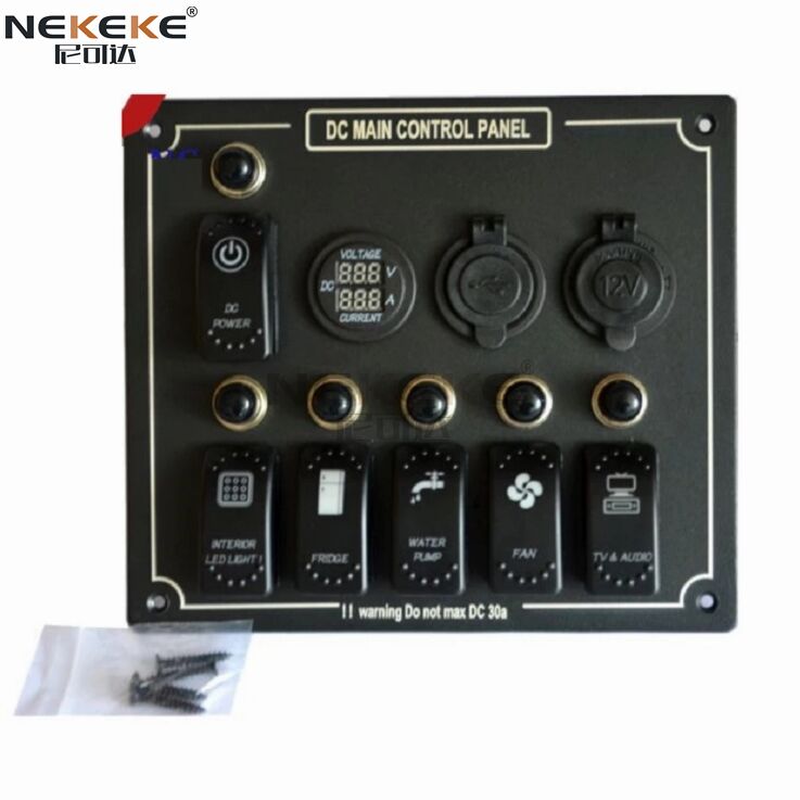 DC Main Control Panel With Digital Voltage Current Display Dual USB Charger For Marine Boat RV