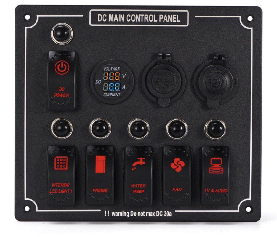 DC Main Control Panel With Digital Voltage Current Display Dual USB Charger For Marine Boat RV