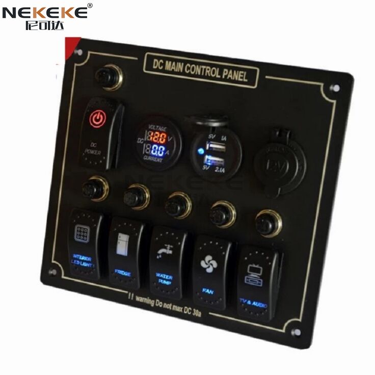 DC Main Control Panel With Digital Voltage Current Display Dual USB Charger For Marine Boat RV
