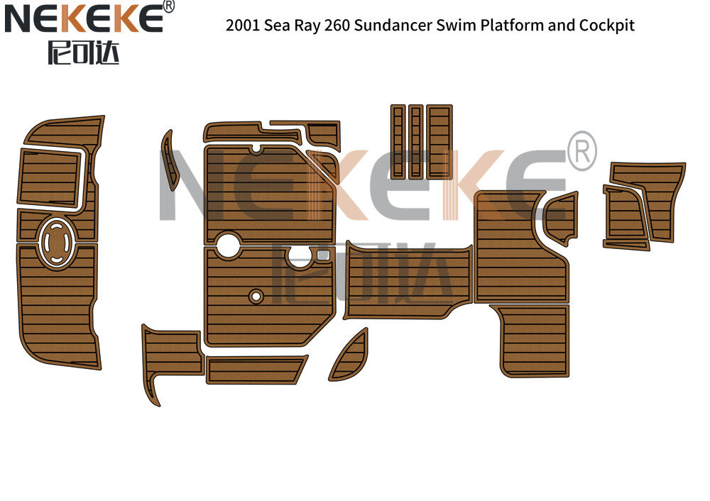 Sea Ray 260 Sundancer 2001 スイムプラットフォーム EVA フェイクチークデッキマット マリンフローリングパッド
