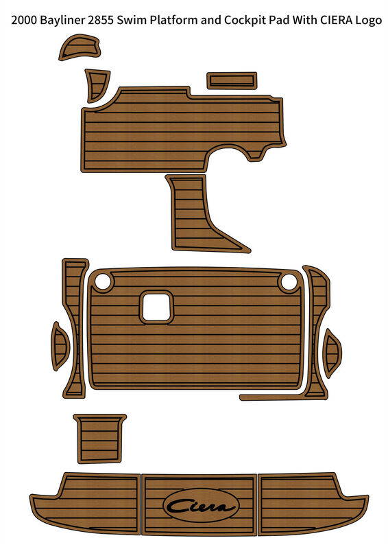 Marine EVA Flooring For 2000 Bayliner 2855 Swim Platform Cockpit Pad EVA Foam Faux Teak Deck Floor Mat Seadek Gatorstep Style Self Adhesive
