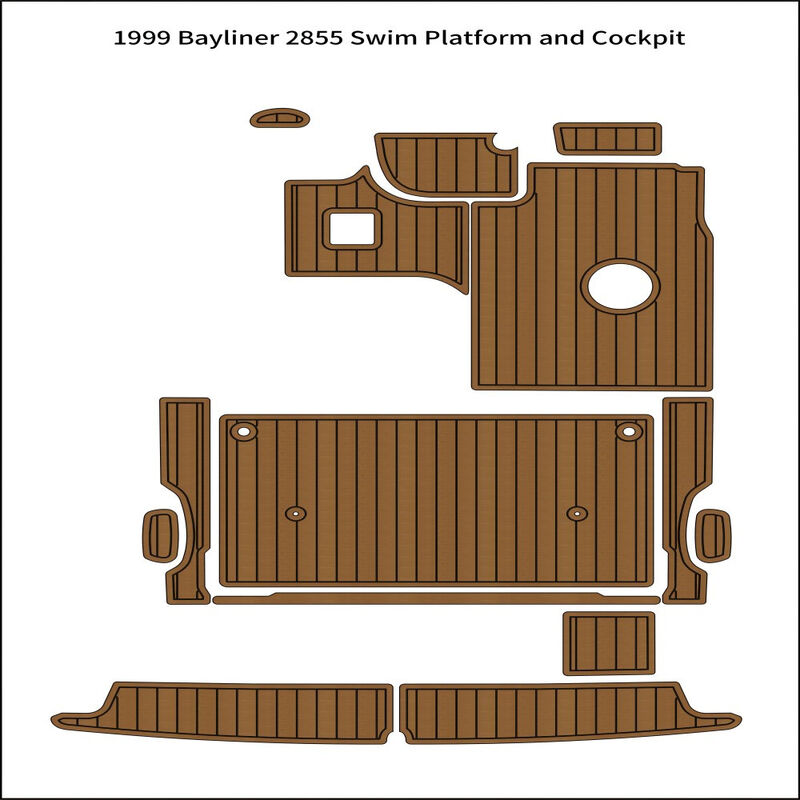 Marine EVA Flooring For 1999 Bayliner 2855 Self Adhesive Faux Teak Swim Platform & Cockpit Boat Deck Mat