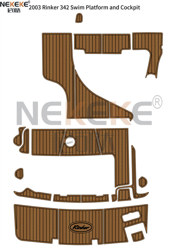 2003 Rinker 342 Cruiser Cockpit Swim Deck Mat EVA Fux Teak Marine Floor Replacement Pad (Αλλακτική στρώση για το πεζοδρόμιο)