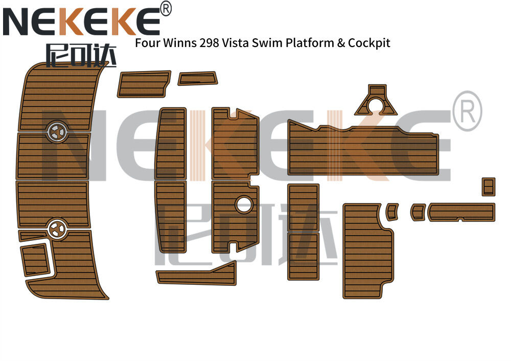 2000 Four Winns 298 Vista Cruiser Schwimmplattform EVA Faux Teak Deck Bodenbelag Marine Matte