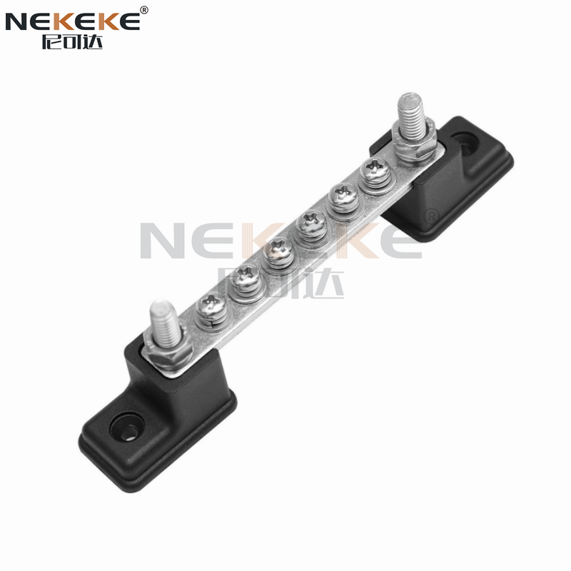 6-Position Screw Fixed Single Power Distribution Bus Bar With PC Dustproof Cover - Nickel-plated Copper (RV/Marine/Solar) 100A-150A Capacity