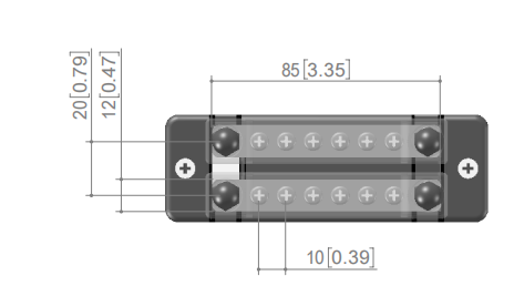 6-Position Double Row Solid Bus Bar With PC Cover - Nickel-plated Copper (RV/Marine/Auto) 100A-150A Capacity