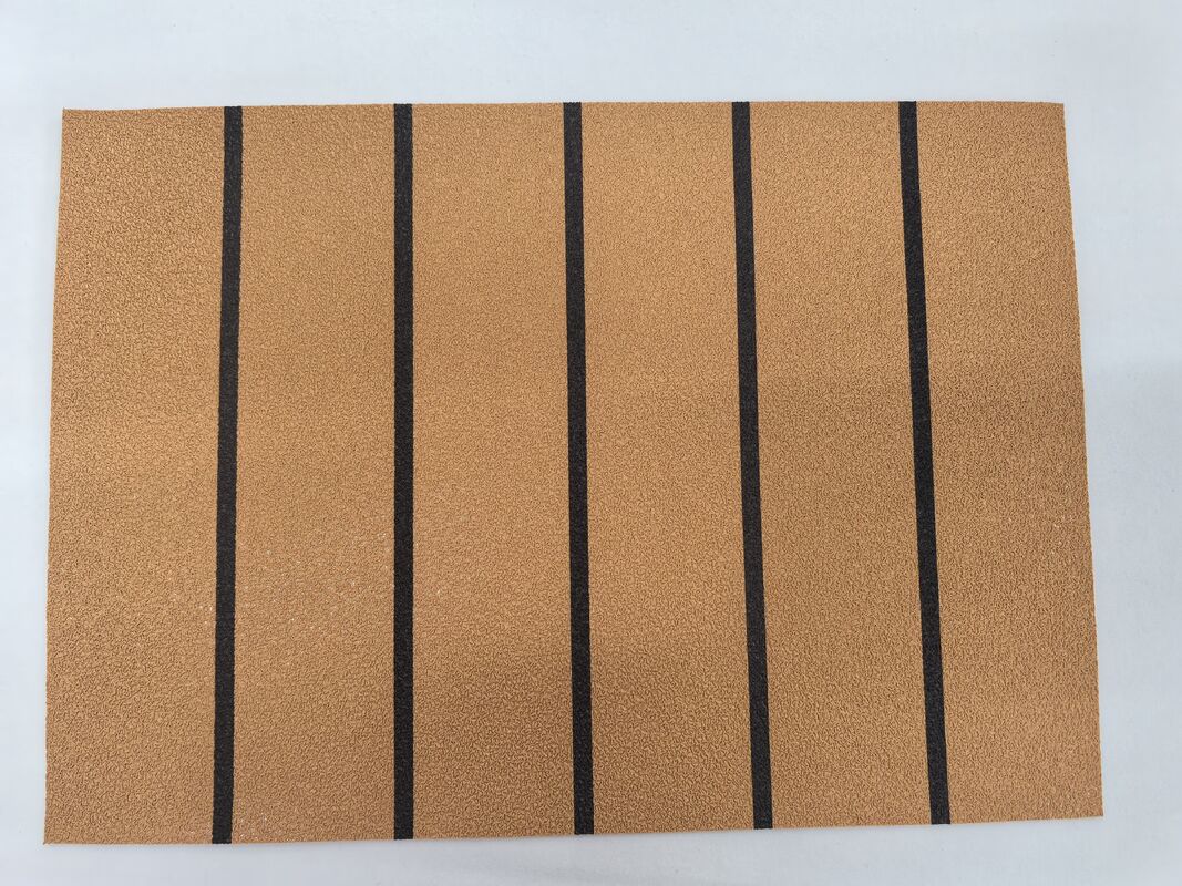 Self-Adhesive PVC Marine Non-Slip Flooring Mat, Macadam Texture Brown Black Striped Boat Deck Pad, UV Resistant Anti-Skid Mat For Inflatable Boats And Yachts
