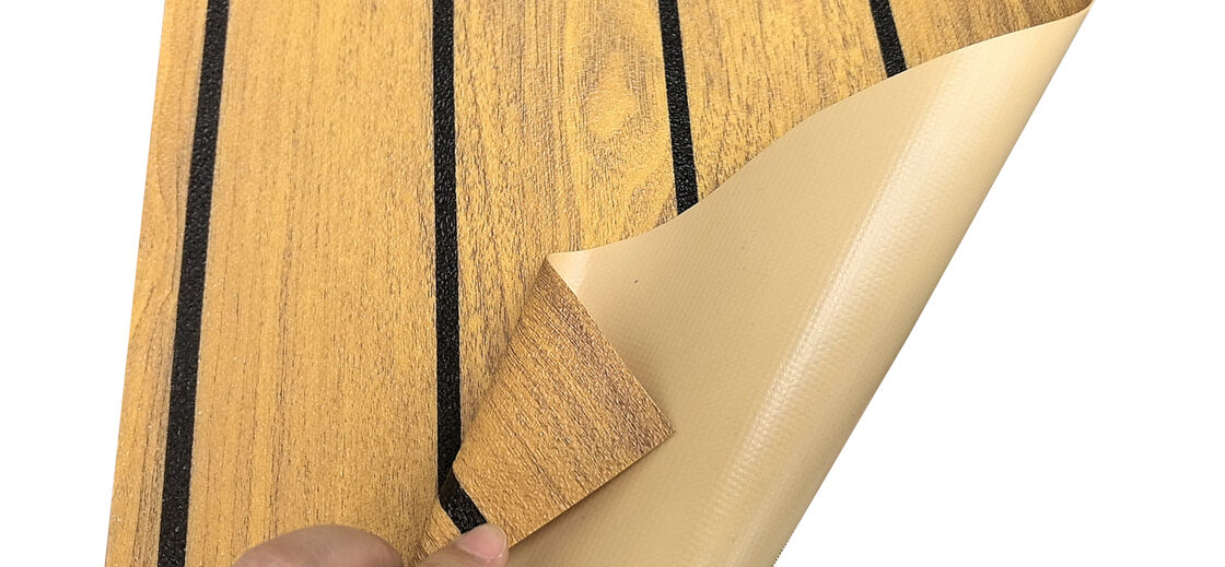 Self Adhesive PVC Marine Non Slip Mat Teak Wood Grain Boat Deck Pad UV Resistant Anti Skid Self Adhesive Flooring For Inflatable Boats Yachts