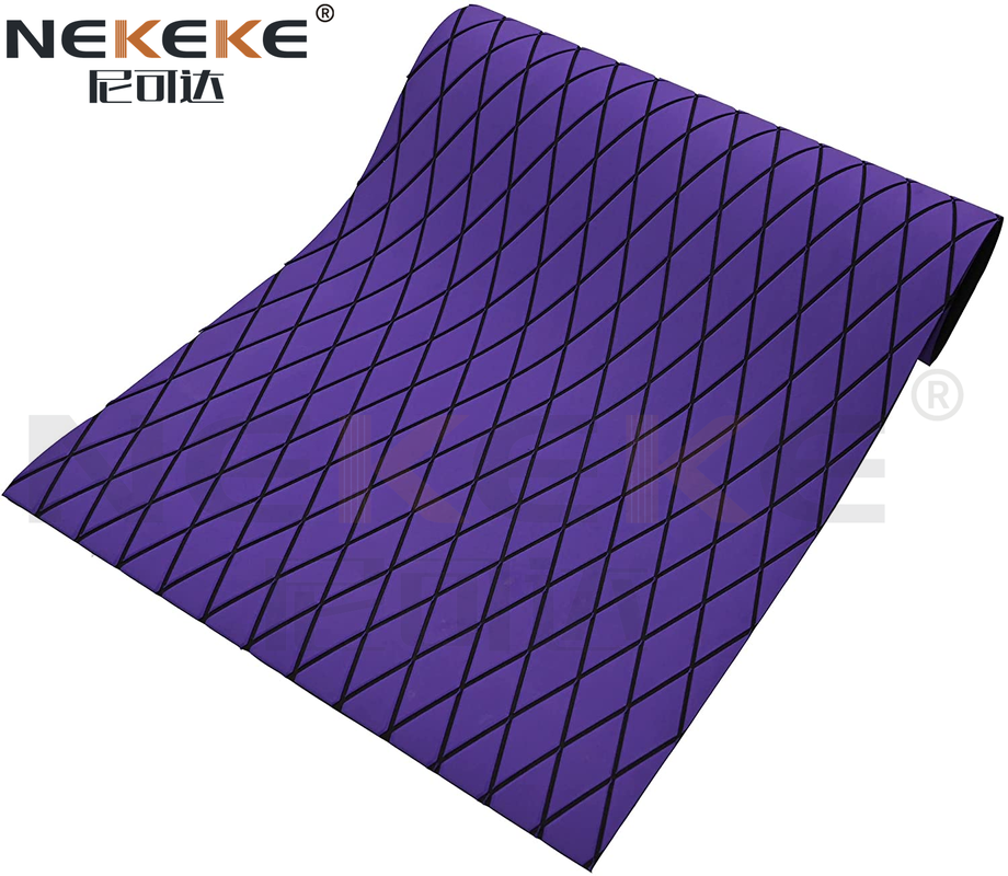 Self Adhesive EVA Deck Sheet Purple Black Embossed Diamond Anti Slip Waterproof Foam Mat For Boat Gym Pool Garage