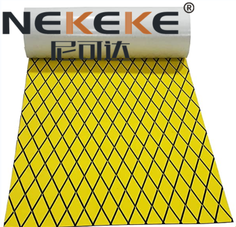 Self Adhesive EVA Deck Sheet Yellow Black Embossed Diamond Anti Slip Waterproof Foam Mat