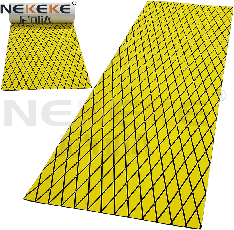 Self Adhesive EVA Deck Sheet Yellow Black Embossed Diamond Anti Slip Waterproof Foam Mat