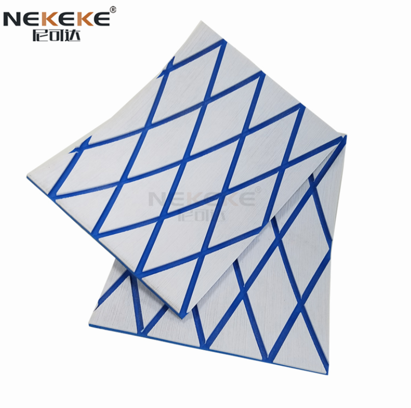 Self Adhesive EVA Deck Sheet Light Grey Blue Embossed Diamond Anti Slip Waterproof Foam Mat