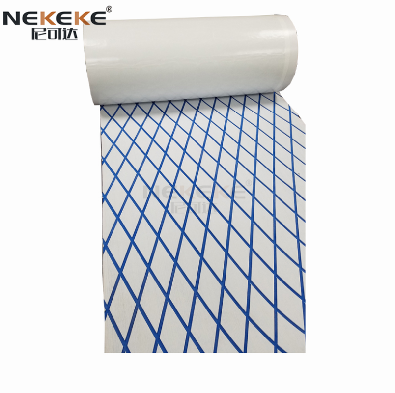 Self Adhesive EVA Deck Sheet Light Grey Blue Embossed Diamond Anti Slip Waterproof Foam Mat