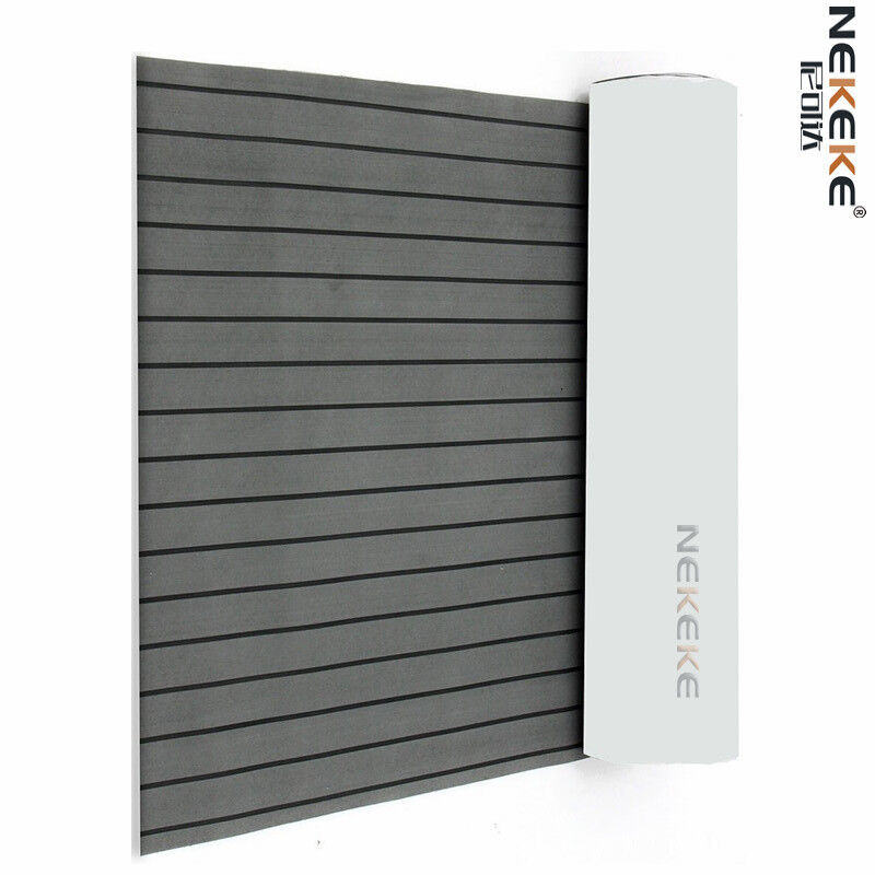 Self Adhesive Straight Groove EVA Boat Deck Mat Dark Grey Black Stripe Waterproof Anti Slip Marine Flooring