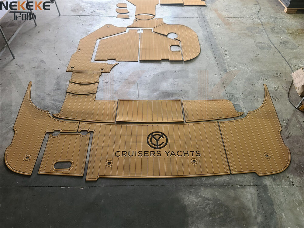 1999 Cruiser Yachts 3870 Express Swim Platform Cockpit EVA Faux Teak Deck Mat Marine Flooring Pad