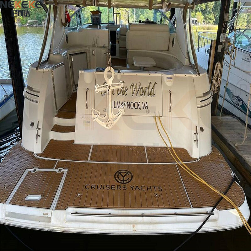 1999 Cruiser Yachts 3870 Express Swim Platform Cockpit EVA Faux Teak Deck Mat Marine Flooring Pad