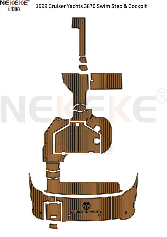 1999 Cruiser Yachts 3870 Express Swim Platform Cockpit EVA Faux Teak Deck Mat Marine Flooring Pad
