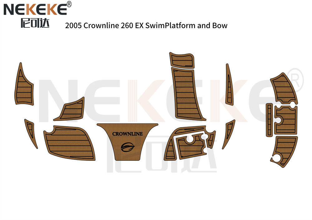 2005 Crownline 260EX Swim Platform Bow Deck Mat EVA Faux Teak Marine Flooring Replacement Kit