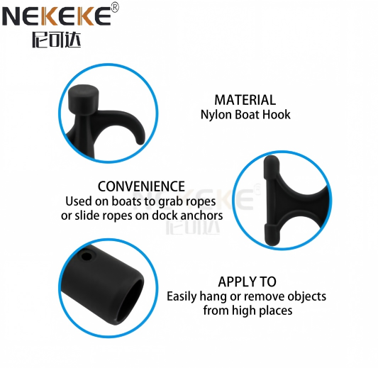 Nylon Black Boat Hooks Double Head With Hooks Boat Picks Watercraft Yacht Boat Accessories