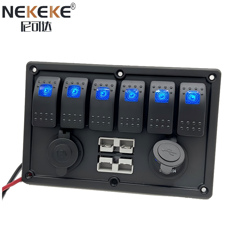 6 Gang ABS Switch Panel 50A Anderson Socket Power Socket and Dual USB Socket