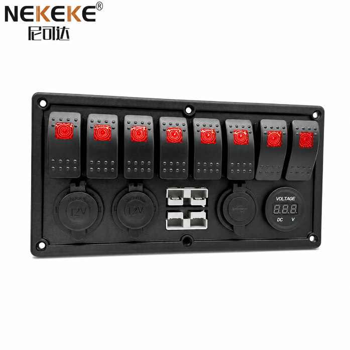 8 Gang ABS Switch Panel 50A Anderson Socket Power Socket and Dual USB Socket