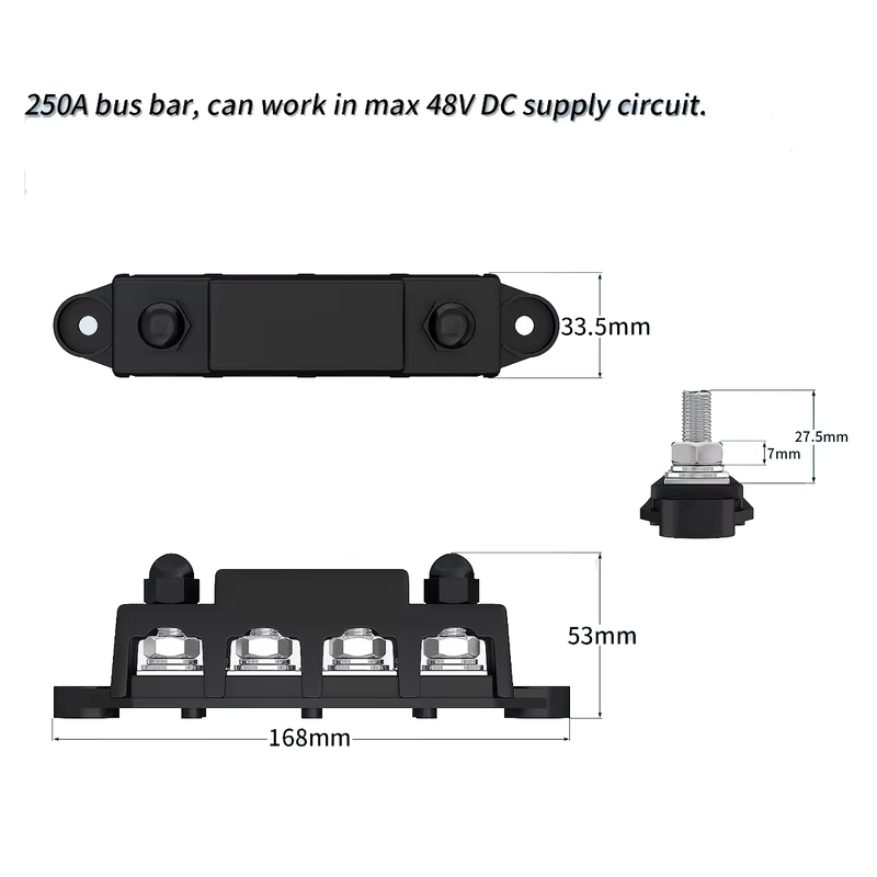 BB1931-6P Waterproof 6 Way Marine Bus Bar with Nickel Plated Copper for Power Distribution