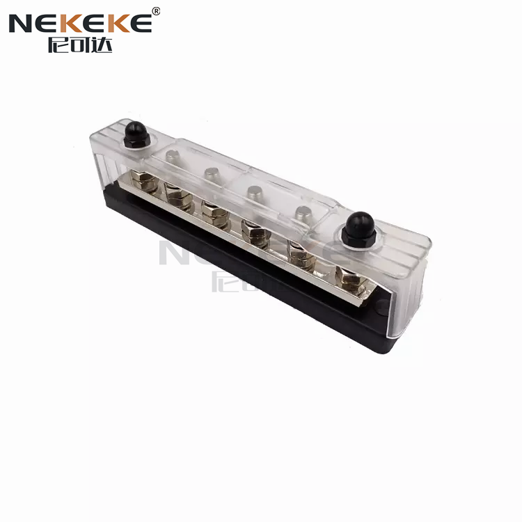BB2108 150A Heavy Duty 4 Stud Bus Bar with Tin-Plated Copper and Flame Retardant ABS for Marine Applications