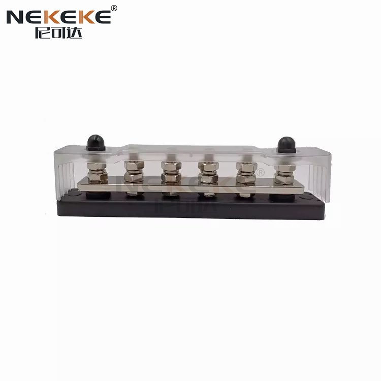 BB2108 150A Heavy Duty 4 Stud Bus Bar with Tin-Plated Copper and Flame Retardant ABS for Marine Applications