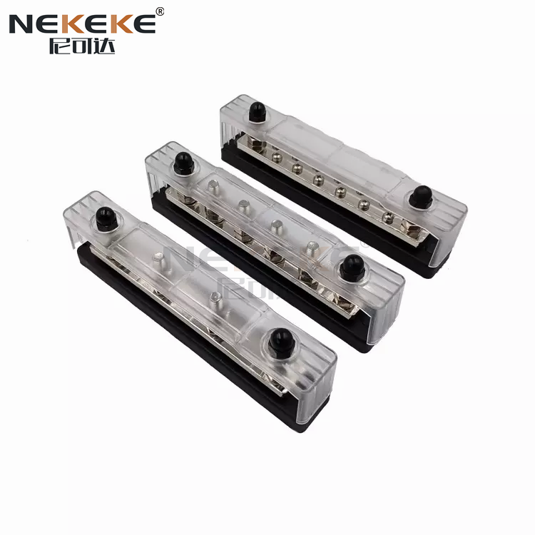 BB2108 150A Heavy Duty 4 Stud Bus Bar with Tin-Plated Copper and Flame Retardant ABS for Marine Applications