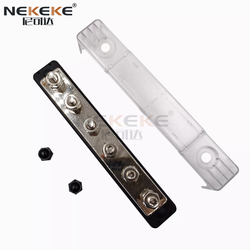BB2108 150A Heavy Duty 4 Stud Bus Bar with Tin-Plated Copper and Flame Retardant ABS for Marine Applications