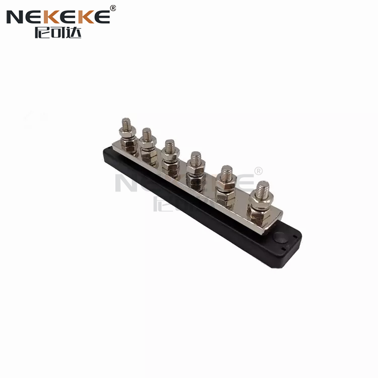 BB2108 150A Heavy Duty 4 Stud Bus Bar with Tin-Plated Copper and Flame Retardant ABS for Marine Applications