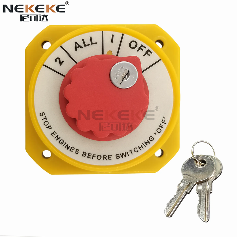 Key Lock Marine Battery Isolator Switch 250A Continuous Rating 2-ALL-1-OFF Battery Disconnect Switch