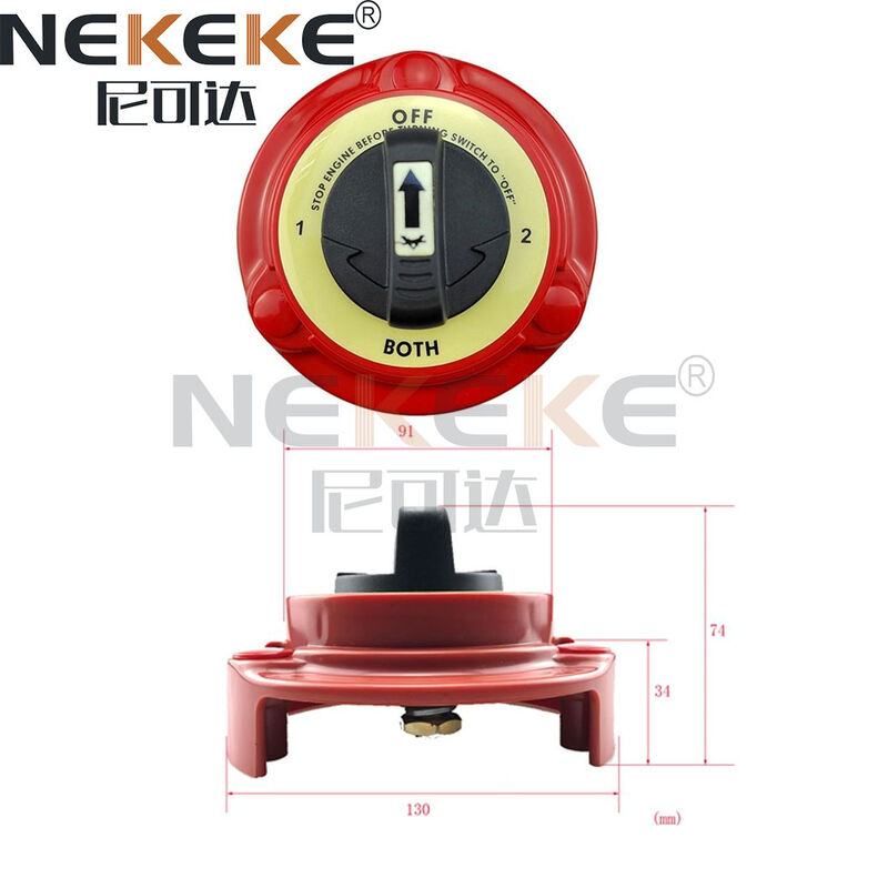 1-OFF-2-BOTH Battery Isolator Switch 130 x 74 mm 2 Pole Battery Disconnect Switch for Marine Dual Bank Control