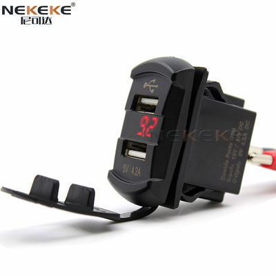 Waterproof 4.2A Dual USB Power Socket 5V Power Outlet With LED Voltmeter